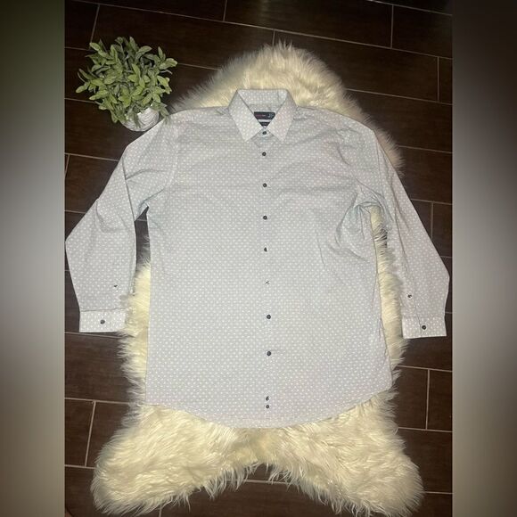 JF J.Ferrar black/white polka dots button down sz XL - Picture 1 of 5